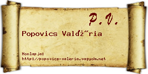 Popovics Valéria névjegykártya